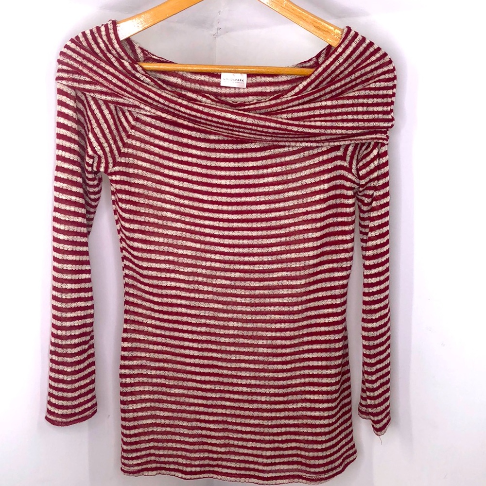 Goldspark stripped wide cowl top blouse small